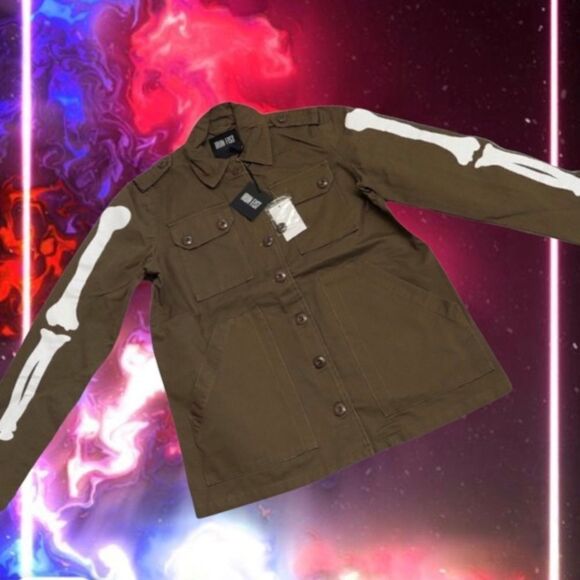 Iron Fist Coat Bone-In Olive Green/Khaki Fatigue Military Style Jacket Coat - Picture 2 of 4